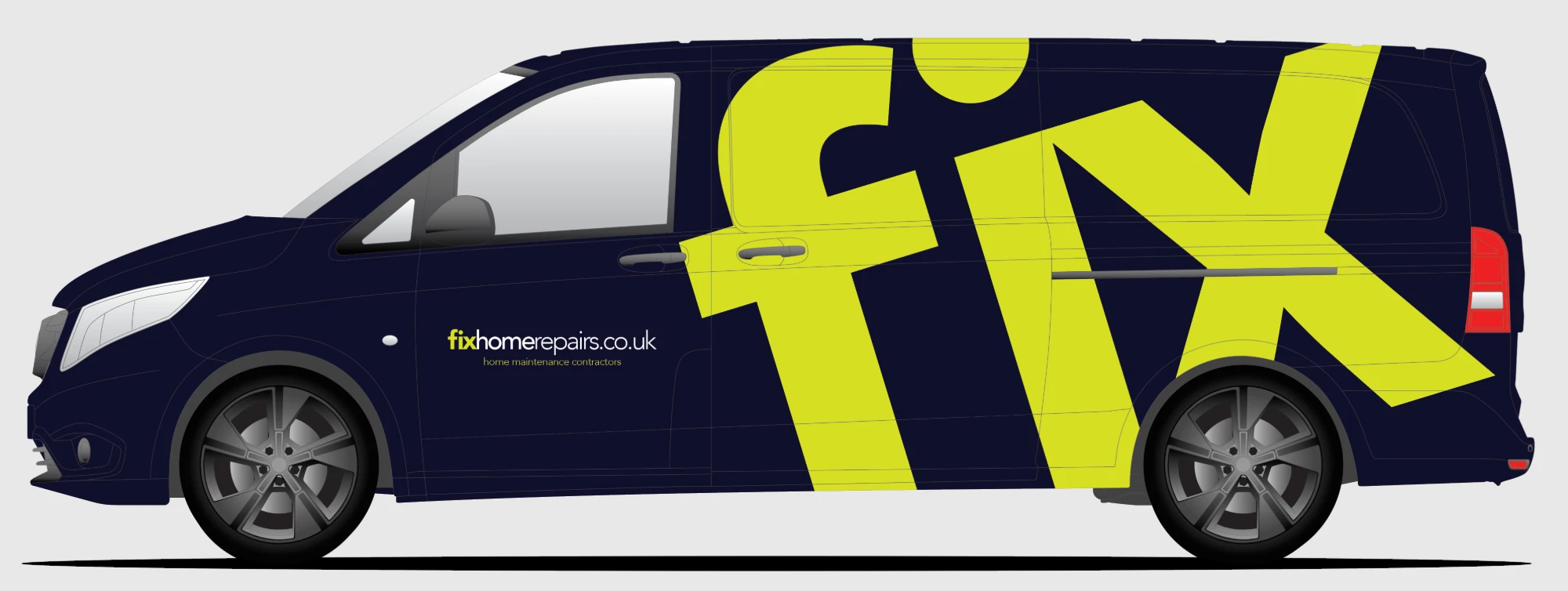A FIX Home Repairs van in navy and lime